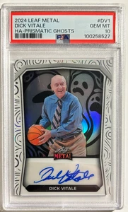 Dick Vitale AUTO # 1/2 Gem 10 Halloween Prismatic Ghost 2024 Leaf Autograph PSA - Picture 1 of 2
