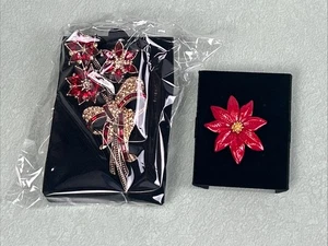 Lote de broches prendedores Avon Poinsettia 2013 ramo de flores Navidad estrás rojo - Imagen 1 de 7