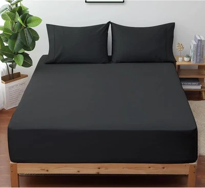 Shunjie.Home 100% Algodão Egípcio 400 Fios Contagem Queen Size Queen, Preto  - Imagem 1 de 4