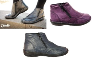 Cabello Confort Calzado Cuero Doble Cremallera Botas Cabello Zapatos 5250-27 Negro Azul Marino - Imagen 1 de 17