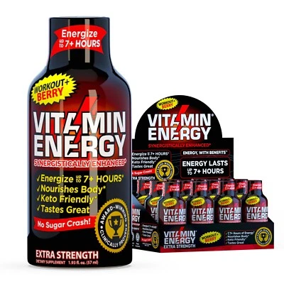 (12 Pack) Vitamin Energy® Workout+ Berry Energy Shots, Clinically Proven - Image 1 of 4