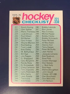 1975-76 Topps Hockey Card #267 Unmarked Checklist - Bild 1 von 2