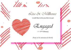 50 invites Red Scribble Heart Engagement Invitation Cards - 50 invites - Picture 1 of 6