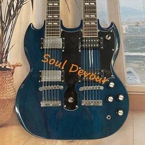 Guitarra Eléctrica Azul Doble Cuello SG 12+6 Cuerdas Cuerpo Caoba 20 Trastes Envío Gratis - Imagen 1 de 7