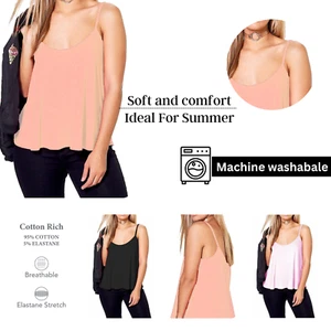 Womens Ladies Sleeveless Swing Vest Top Strappy Plain Flared Cami Size UK 6-24 - Picture 1 of 25