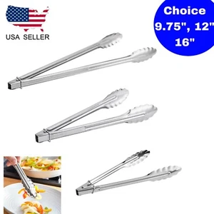 Stainless Steel Kitchen Tongs Food Serving Grill Multi Purpose Cooking Tongs - Picture 1 of 11