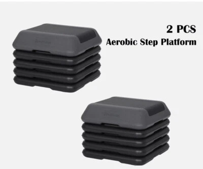 2 PIEZAS Plataforma Stepper Aeróbica Ejercicio Fitness Stepper con 4 Elevadores Ajustables  Foto 1 de 4