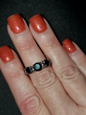 BOGO Talla 7. Nuevo con etiquetas. JUEGO DE PIEDRAS ONYX Y DIAMONIQUE EN PLATA  Foto 1 de 3