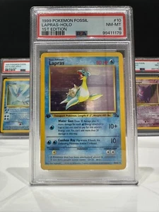 Rare 1999 First (1st) Edition Fossil Holo Lapras Pokemon Card - PSA 8 NM/MINT - Picture 1 of 4