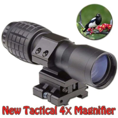 4X Magnifier Scope Sight +Flip-to-Side 20mm Mount for Bird Watching Hunting - Image 1 of 4