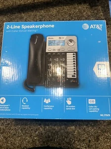 AT&T ML17929 Corded Telephone with Caller ID Silver/Black 18 Number Speed Dial - Picture 1 of 5