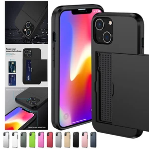 Para iPhone 16 15 14 13 Pro Max 12 11 XS Cartera Deslizable Tarjeta de Crédito Estuche a Prueba de Golpes - Imagen 1 de 25