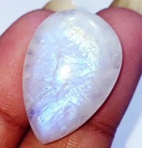 100% Natural White Rainbow Moonstone 26.80 Ct Pear Loose Gemstone Certified - Picture 1 of 6