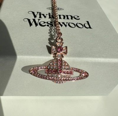 Vivienne Westwood Bas Relief Pendant Necklace Rose Gold CZ XX24V - Image 1 of 4