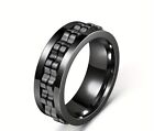 Unique Black Tungsten Gear Ring, 6mm Wedding Men's Ring, Comfort Fit Size 8-11