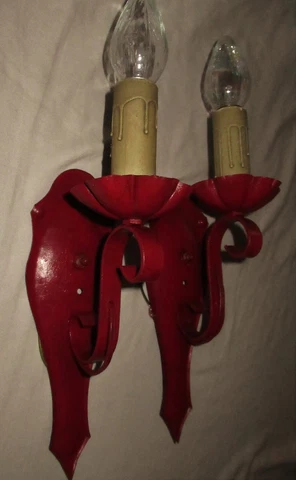 2 (PAIR) ANTIQUE STEEL METAL SCONCE CHANDELIER WALL FIXTURE 1920's Cover