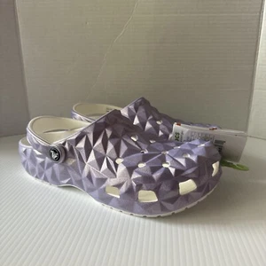 Classic Geometric Iridescent Purple Sparkle Geo Crocs Womens Size 11 Mens 9 NEW - Picture 1 of 8