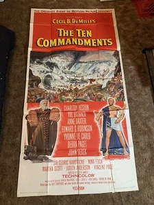 TEN COMMANDMENTS 1956 ORIGINAL 3 SHEET MOVIE POSTER CECIL B DEMILLE - Picture 1 of 1