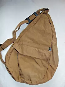 AmeriBag Healthy Back Tan Nylon Sling Oval Crossbody Backpack Purse - Picture 1 of 4
