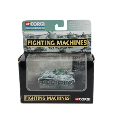 Corgi Fighting Machines T34/76 Tank Diecast Replica & Display Stand ~  Box Wear - Image 1 of 4