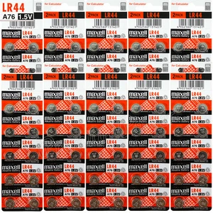 100 x Maxell LR44 Alkaline batteries 1.5V A76 AG13 303 357 L1154 SR44 Pack of 2 - Picture 1 of 1