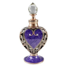 Vintage Purple Perfume Glass Bottle Crystal Openwork Refillable Metal Empty Gift