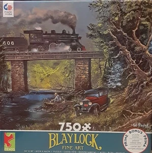 Ceaco Jigsaw Puzzle Ted Blaylock Fine Art Fishing Under The Railroad Bridge - Picture 1 of 2