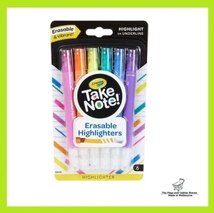 Crayola Erasable Highlighter Crayola Take Note! 6 Count Assorted - Picture 1 of 8