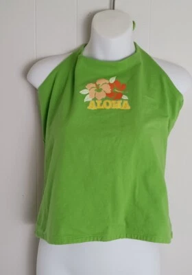 Arizona Lime Green ALOHA Halter Top Junior Girls Size XL 18 1/2 - Image 1 of 4