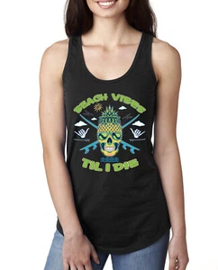 Beach Vibes Till Die Outdoor Ladies Racerback Tank Top - Picture 1 of 14