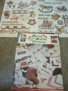 2 COUNTED CROSS STITCH CHRISTMAS HOLIDAY PATTERNS Santa Canes Reindeer - Picture 1 of 1