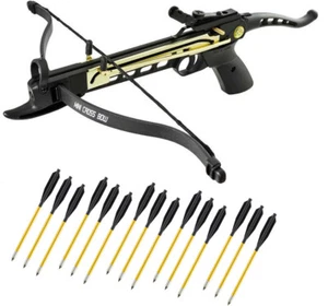 80lbs Self Cocking Hunting Pistol Crossbow 15 Arrows Black Metal Gold Body Cobra - Picture 1 of 1