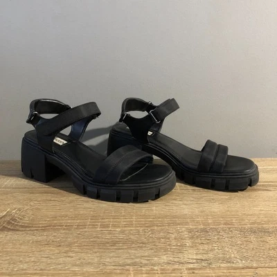 Sandalias Steve Madden Louella para mujer talla 9,5 M negras con cordones zapatos de tacón bloque Foto 1 de 4
