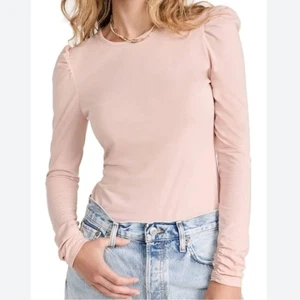 Rebecca Taylor Dusty Pink Puff Shoulder Long Sleeve Top XS Cotton Blend - Picture 1 of 7