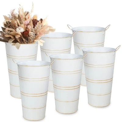 12 Inch Galvanized Metal Vases for Flowers - 6 Pcs Farmhouse Decorative Tall ... - Image 1 of 4