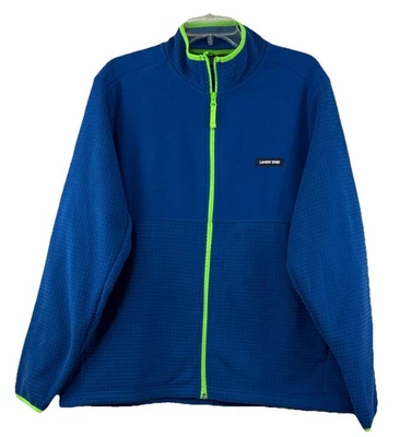 Lands’ End Men’s Large Fleece Coat Jacket Full Zip Blue/Green 42/44 Outdoor - Image 1 of 4