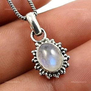 Rainbow Moonstone Stone Solid Sterling Silver Sisters Day Mother Pendant Jewelry - Picture 1 of 8
