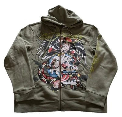 ED HARDY Sudadera con Capucha Cremallera 🔥 Calavera Águila Serpiente Amor Mata Para Hombres Talla LRG NUEVA CON ETIQUETAS Foto 1 de 4