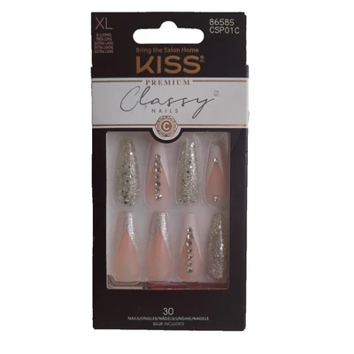 KISS PREMIUM CLASSY NAILS Nägel 30 x Kunstnägel + Kleber Gr. XL 86585 NEU - Bild 1 von 2