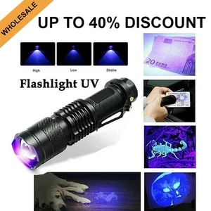 Linterna LED Ultra Violeta UV Luz Negra 365 395 nM Lámpara de Inspección Antorcha - Imagen 1 de 14