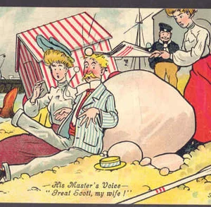 FRAU FÄNGT MANN "TOLLER SCOTT, MEINE FRAU!",STRAND POSTKARTE - Bild 1 von 2