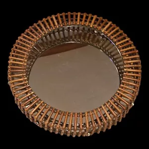 VTG Mid Century Umbra 1990s Matt Carr Fairest Rattan Franco Albini Round Mirror - Picture 1 of 5