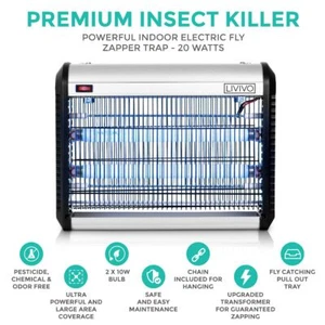 20W UV Elektrischer Insekten Fliegenkiller Gitter Bug Zap Zapper Schädlingsentferner Fliegen 2x10W - Bild 1 von 10