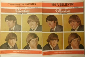 Hojas de canciones de The Monkees - 1966 en stock de tarjetas - 2 canciones diferentes - Imagen 1 de 2