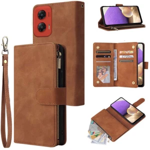 Moto G Stylus 5G (2024)Wallet Case Zipper Pocket Flip Card Wrist Strap Kickstand - Picture 1 of 34