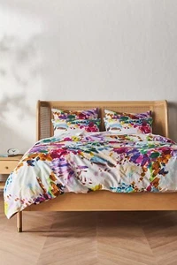 LAST SET Anthropologie Karley organic cotton sateen queen duvet cover & shams - Picture 1 of 6