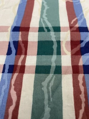 Vintage Polished Cotton 90s Plaid Home Decor Fabric Richloom Multicolor 1+ Y B2 - Image 1 of 4