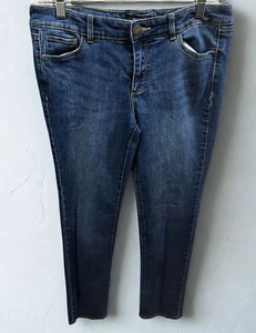 Daisy Fuentes Jeans Womens 10 Long Straight Blue Midrise Denim Casual Stretch - Picture 1 of 9