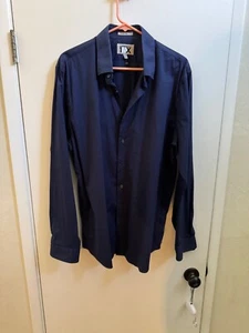 Men NWOT ""ExpressMen " navy, long sleeve, button up shirt. Size XL 17-17.5" - Picture 1 of 2