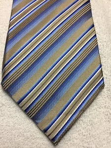 GEOFFREY BEENE MENS TIE BLUE AND BEIGE STRIPED 3.75 X 61 - Picture 1 of 4